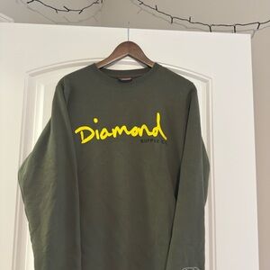 Diamond Supply Co. Green Crewneck with Yellow Logo